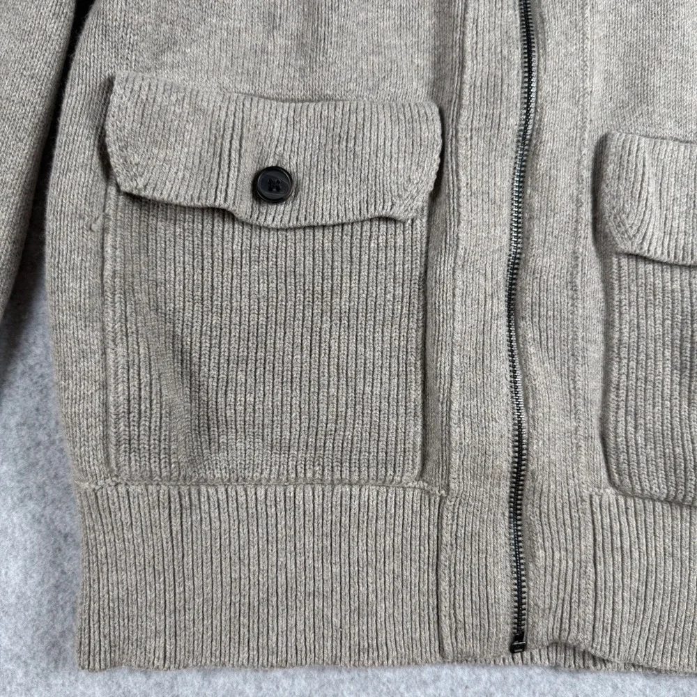 Banana Republic Zip Cardigan Small Tan Military Utility Gorpcore Minimalist